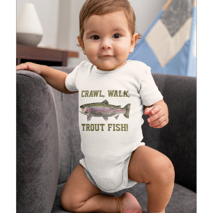 Crawl Walk Trout Fish Funny Baby Vissen Baby Romper