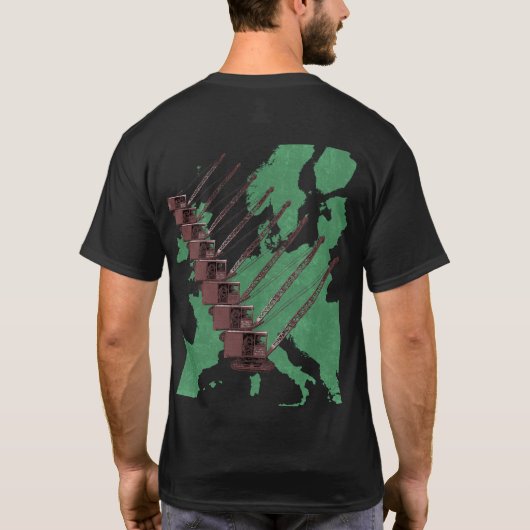 Crawler Crane Map of Europe Operating Engineer T-shirt (Achterkant)