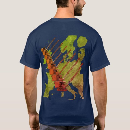 Crawler Crane Map of Europe Operating Engineer T-shirt (Achterkant)