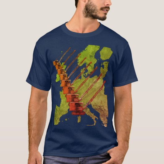 Crawler Crane Map of Europe Operating Engineer T-shirt (Voorkant)
