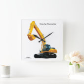 Crawler Excavator-afbeelding voor vierkant-muur-kl Vierkante Klok (Huis)