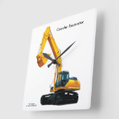 Crawler Excavator-afbeelding voor vierkant-muur-kl Vierkante Klok (Hoek)