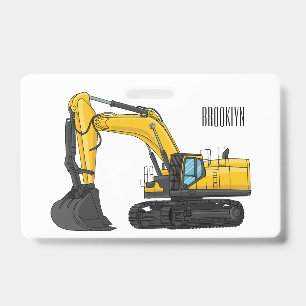 Crawlgraafmachine cartoonillustratie badge