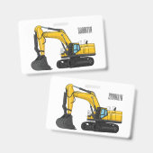 Crawlgraafmachine cartoonillustratie badge (Voor- en achterkant)