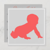 Crawling baby Baby shower roze & grijs Feestdagenkaart (Voorkant / Achterkant)