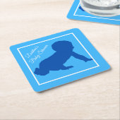 Crawling baby Blauw Baby shower Kartonnen Onderzetters (Schuin)