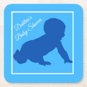 Crawling baby Blauw Baby shower Kartonnen Onderzetters (Voorkant)