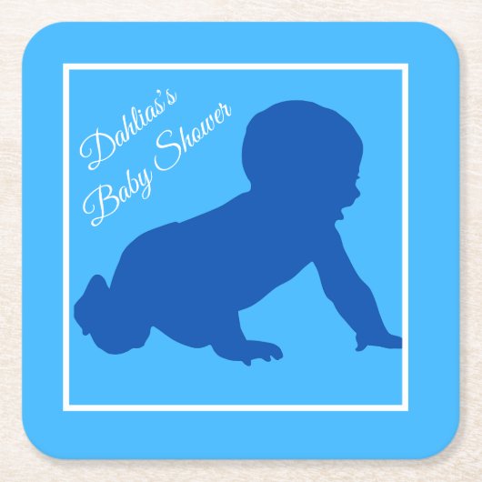 Crawling baby Blauw Baby shower Kartonnen Onderzetters (Voorkant)