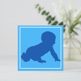 Crawling baby Blauw Baby shower Uitnodiging