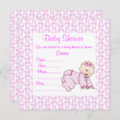 CRAWLING BABY INVITATION PINK KAART (Voorkant / Achterkant)