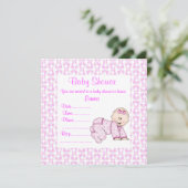 CRAWLING BABY INVITATION PINK KAART (Staand voorkant)