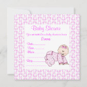 CRAWLING BABY INVITATION PINK KAART (Voorkant)