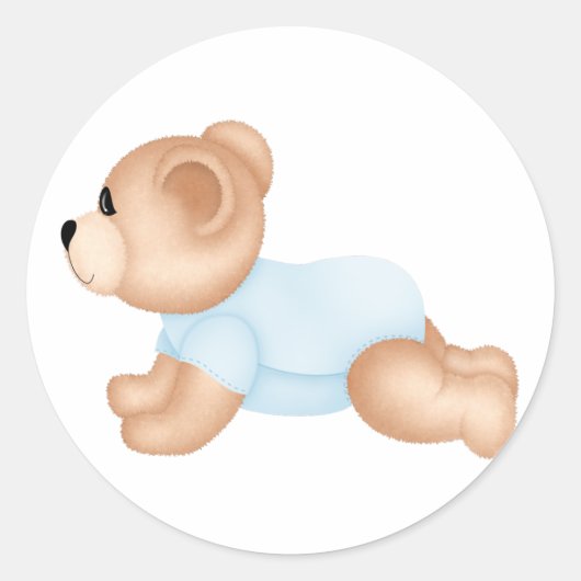 Crawling Baby Teddy Bear Stickers :: Blauw (Voorkant)