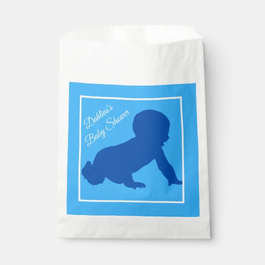 Crawling Blue Baby shower Bedankzakje (Voorkant)