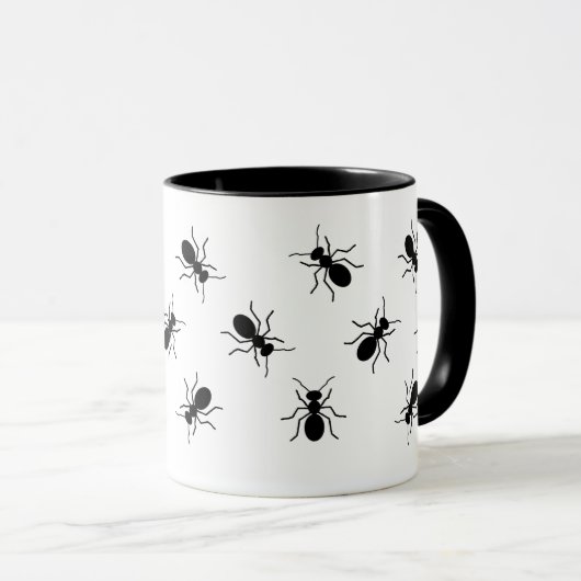 Crawling grote zwarte mieren zwerm grappige nieuwi mok (Voorkant rechts)