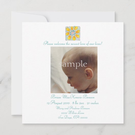 Crawpapa Birth Announcement Aankondiging (Achterkant)