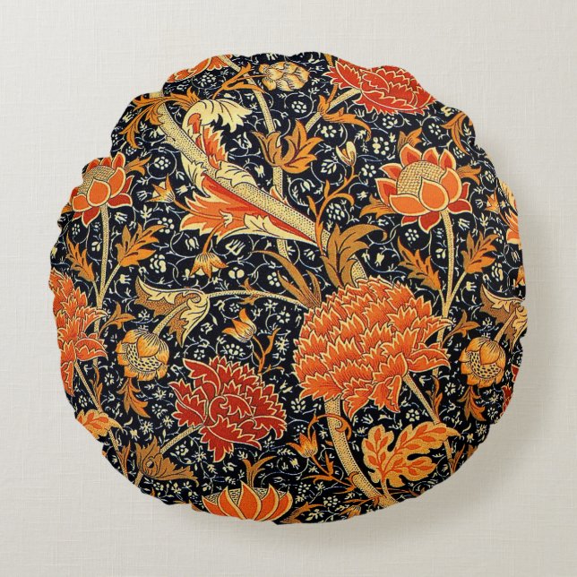 Cray, een  patroon van William Morris Rond Kussen (Voorkant)