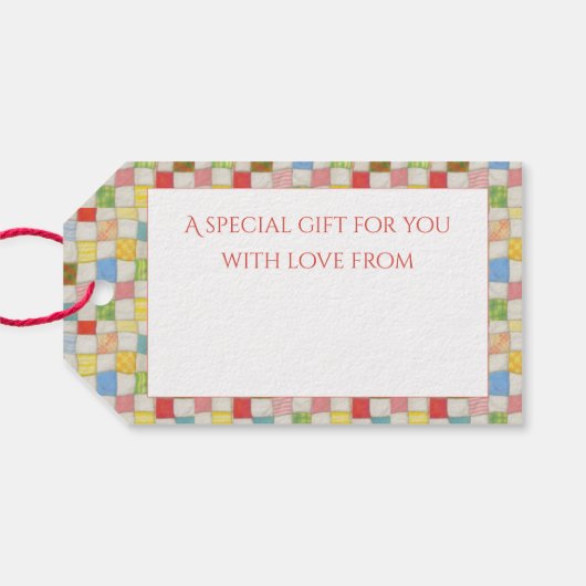 CRAY QUILT Kadoetiketjes / Wit Cadeaulabel (Achterkant Horizontaal)