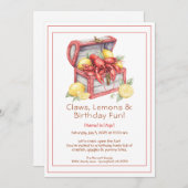 Crayfish & Lemon Treasure Chest Birthday Kaart (Voorkant / Achterkant)