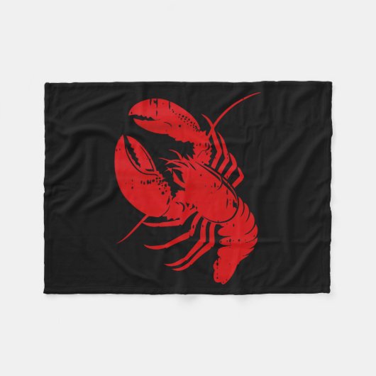 Crayfish Lobster Red Silhouette Crawfish Men Women Fleece Deken (Voorkant (Horizontaal))