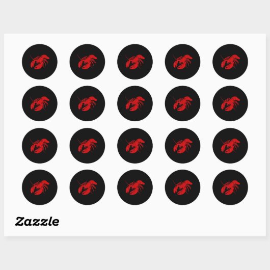 Crayfish Lobster Red Silhouette Crawfish Men Women Ronde Sticker (Vel)