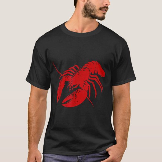 Crayfish Lobster Red Silhouette Crawfish Men Women T-shirt (Voorkant)