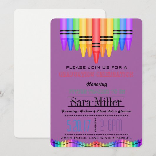 Crayola Rainbow Teacher Afstuderen Kaart (Voorkant / Achterkant)