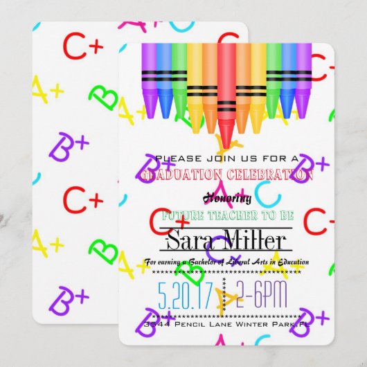 Crayola Rainbow Teacher Afstuderen Kaart (Voorkant / Achterkant)