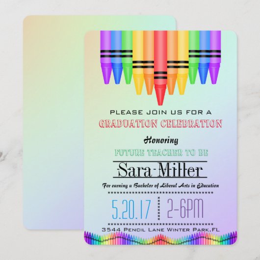 Crayola Rainbow Teacher Afstuderen Kaart (Voorkant / Achterkant)