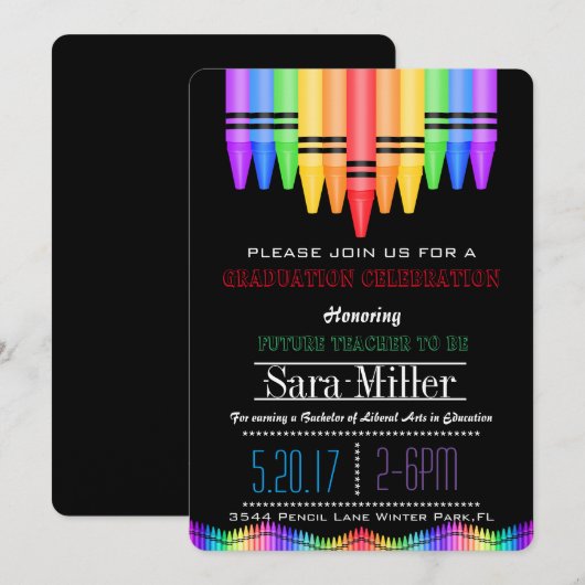 Crayola Rainbow Teacher Afstuderen Kaart (Voorkant / Achterkant)