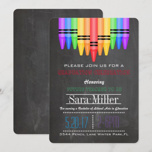 Crayola Rainbow Teacher Afstuderen Kaart (Voorkant / Achterkant)