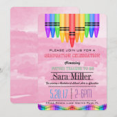 Crayola Rainbow Teacher Afstuderen Uitnodiging (Voorkant / Achterkant)