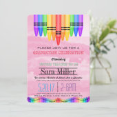 Crayola Rainbow Teacher Afstuderen Uitnodiging (Staand voorkant)