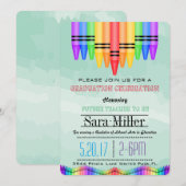 Crayola Rainbow Teacher Afstuderen Uitnodiging (Voorkant / Achterkant)