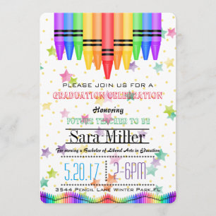 Crayola Rainbow Teacher Afstuderen Uitnodiging