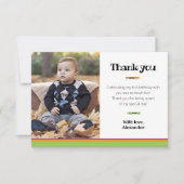 Crayon 1e verjaardag groene foto dank u kaart (Voorkant)