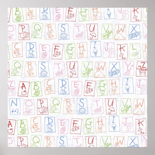 Crayon ABC Achtergrond Canvas Poster (Voorkant)