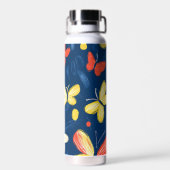 Crayon and Butterfly Flowers Waterfles (Achterkant)