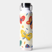 Crayon and Butterfly Flowers Waterfles (Voorkant)