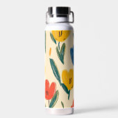 Crayon and Butterfly Flowers Waterfles (Achterkant)