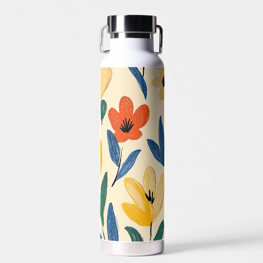 Crayon and Butterfly Flowers Waterfles (Voorkant)