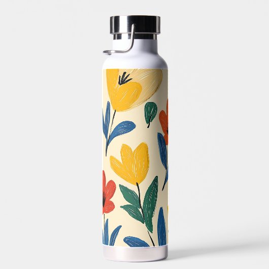 Crayon and Butterfly Flowers Waterfles (Rechts)