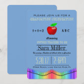 Crayon & Apple Teacher Afstuderen Invitation Kaart (Voorkant / Achterkant)