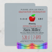 Crayon & Apple Teacher Afstuderen Invitation Kaart (Voorkant / Achterkant)