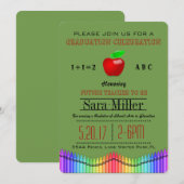 Crayon & Apple Teacher Afstuderen Invitation Kaart (Voorkant / Achterkant)