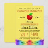 Crayon & Apple Teacher Afstuderen Invitation Kaart (Voorkant / Achterkant)