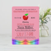 Crayon & Apple Teacher Afstuderen Invitation Kaart (Staand voorkant)