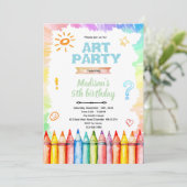 Crayon Art verjaardagsfeest uitnodiging (Staand voorkant)