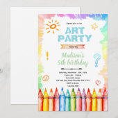 Crayon Art verjaardagsfeest uitnodiging (Voorkant / Achterkant)