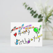 Crayon Birthday Greeting Briefkaart (Staand voorkant)